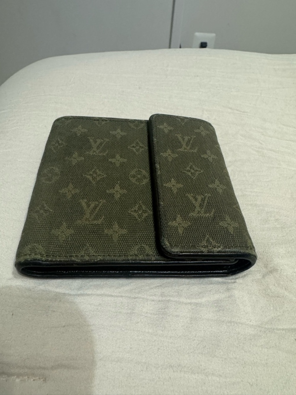 Louis Vuitton Monogram Mini Lin Bifold Wallet in Olive Green